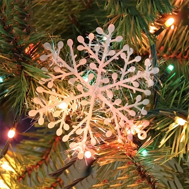 Set of 12 White Snowflake Ornaments for Christmas Tree and Holiday Decor
