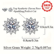 Chiroyli 925 Sterling Silver Qor to'pi Stud Ziraklar, 2.76g Yengil Gipoallergen Oltin Oq Kubik Zirconiya, Ayollar uchun Romantik Dizayn - Har kuni, 14-fevral va To'y uchun Ideal, 8mm O'lcham, Teriga yumshoq.