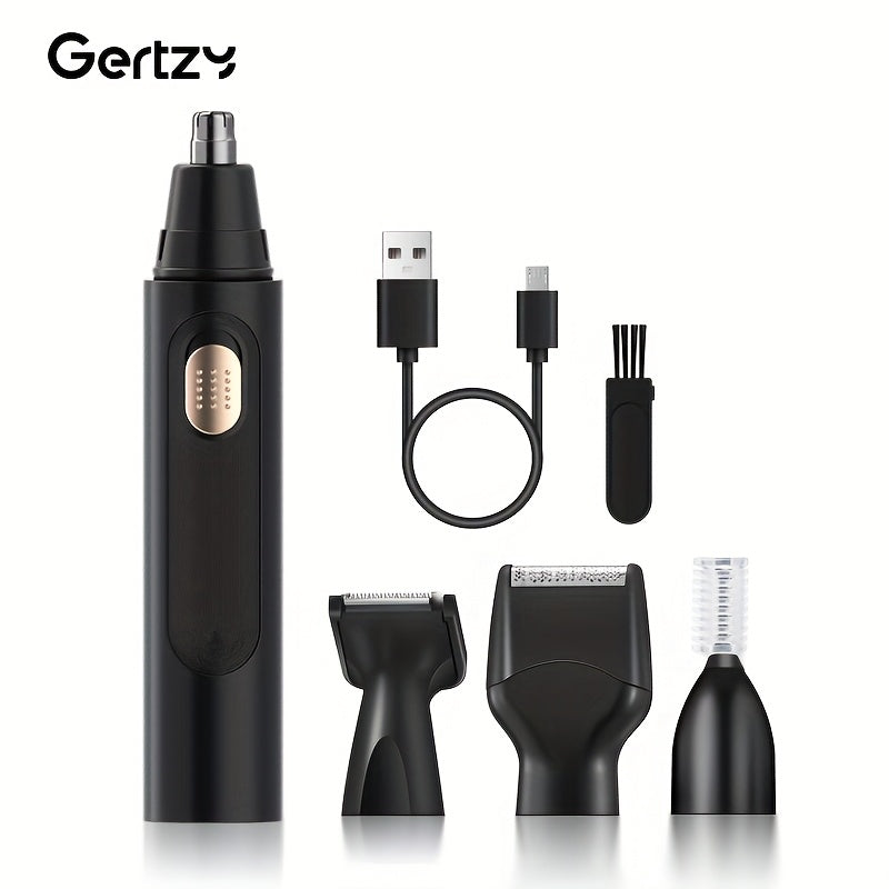 Set de belleza profesional 4 en 1: recortadora de nariz, orejas, vello facial, barba y cejas, recargable por USB