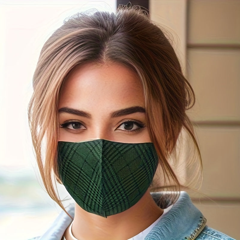 Unisex Reusable Breathable Plaid Face Mask Sun Protection for Outdoors