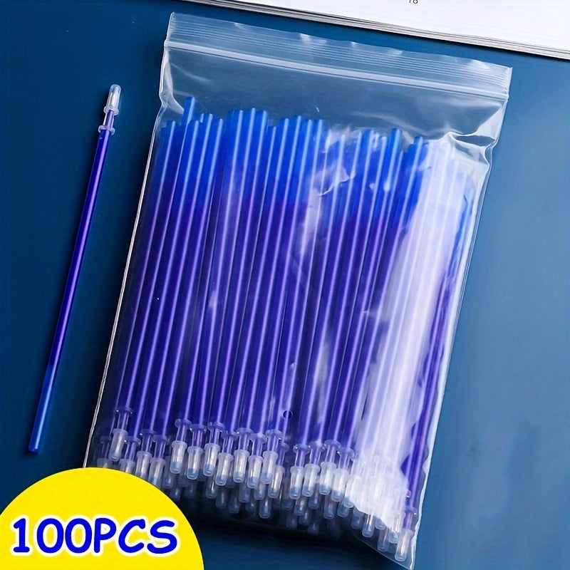 Set of 100 Erasable Gel Pen Refills Blue and Black Ink Fine Point Washable Handle