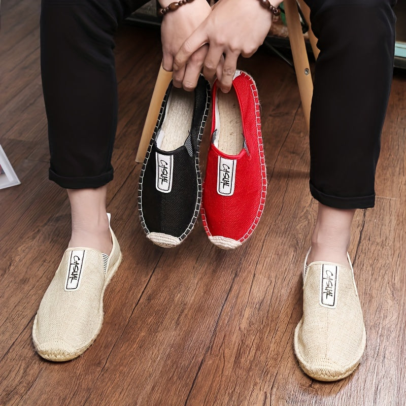 Men's Casual Slip-On Espadrilles Loafers Flax Rubber Sole Summer Spring Fall