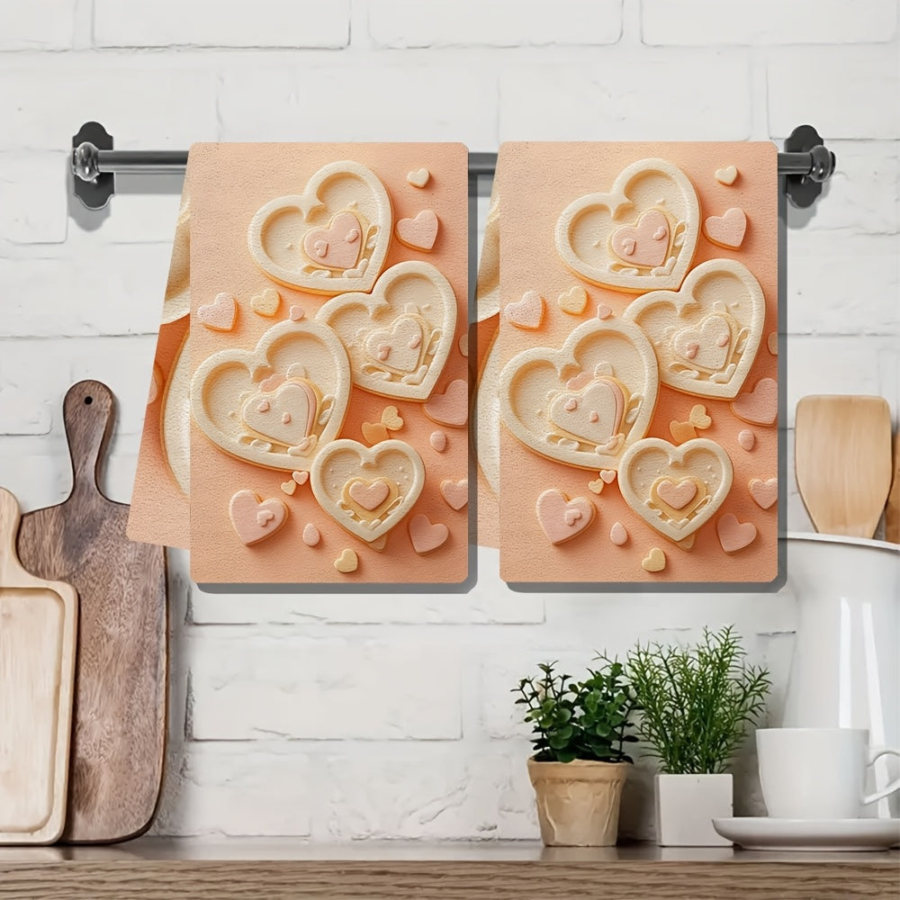 Set of 2 Ultra-Soft Kitchen Towels and Love-Themed Cookie Cutters