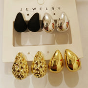 Juego de 4 pares de pendientes de diseño gota de agua para mujer, ligeros, de CCB y hierro