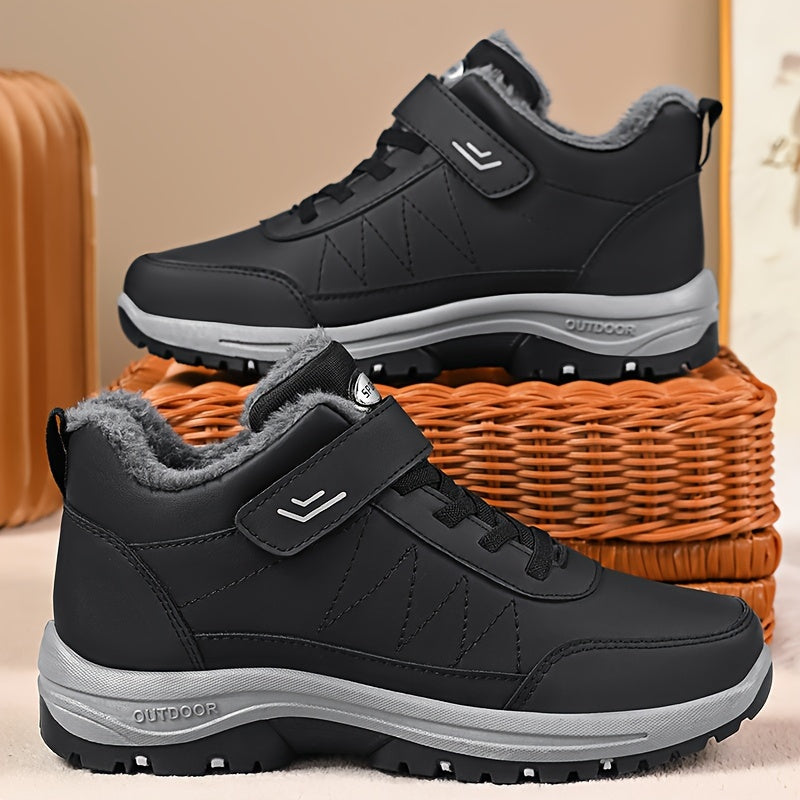 Men's Short Winter Snow Boots Rubber Sole Fabric Upper Casual Hiking Solid Color