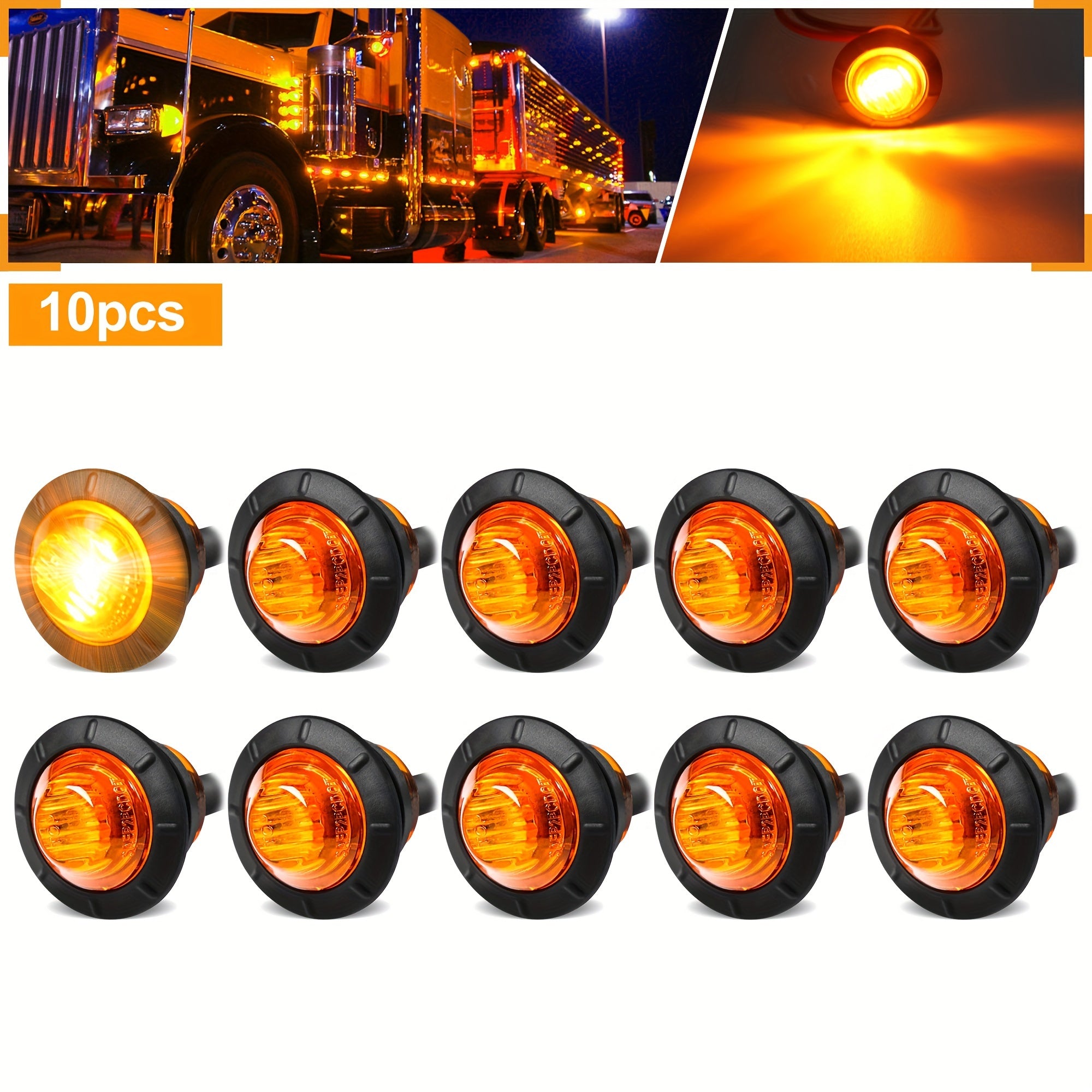 10 Pcs DC 12V Mini Round LED Flush Mount Indicator Lights for Car Boat Caravan