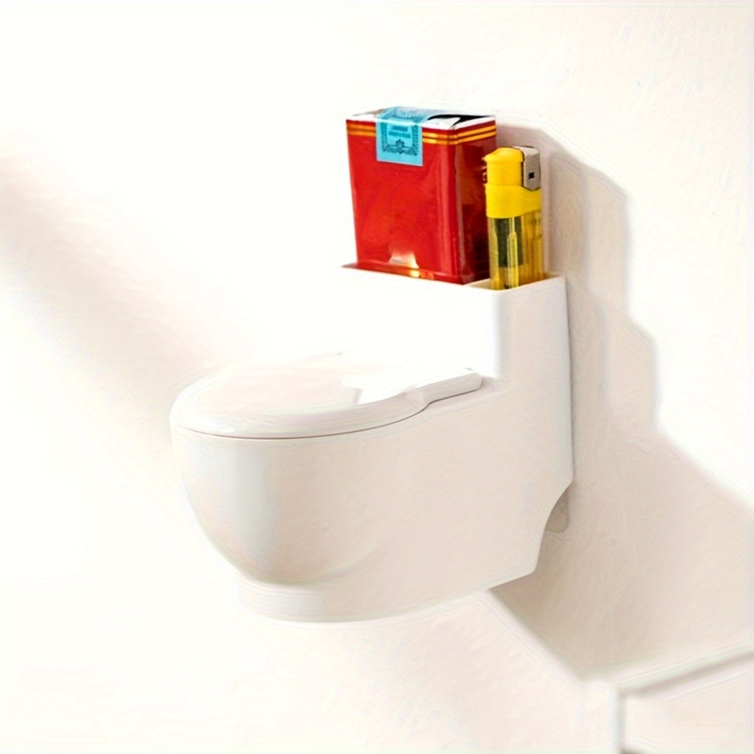 Toilet Shaped Ashtray with Lid Wall-Mountable Metal Plastic Cover for Home and Bedroom