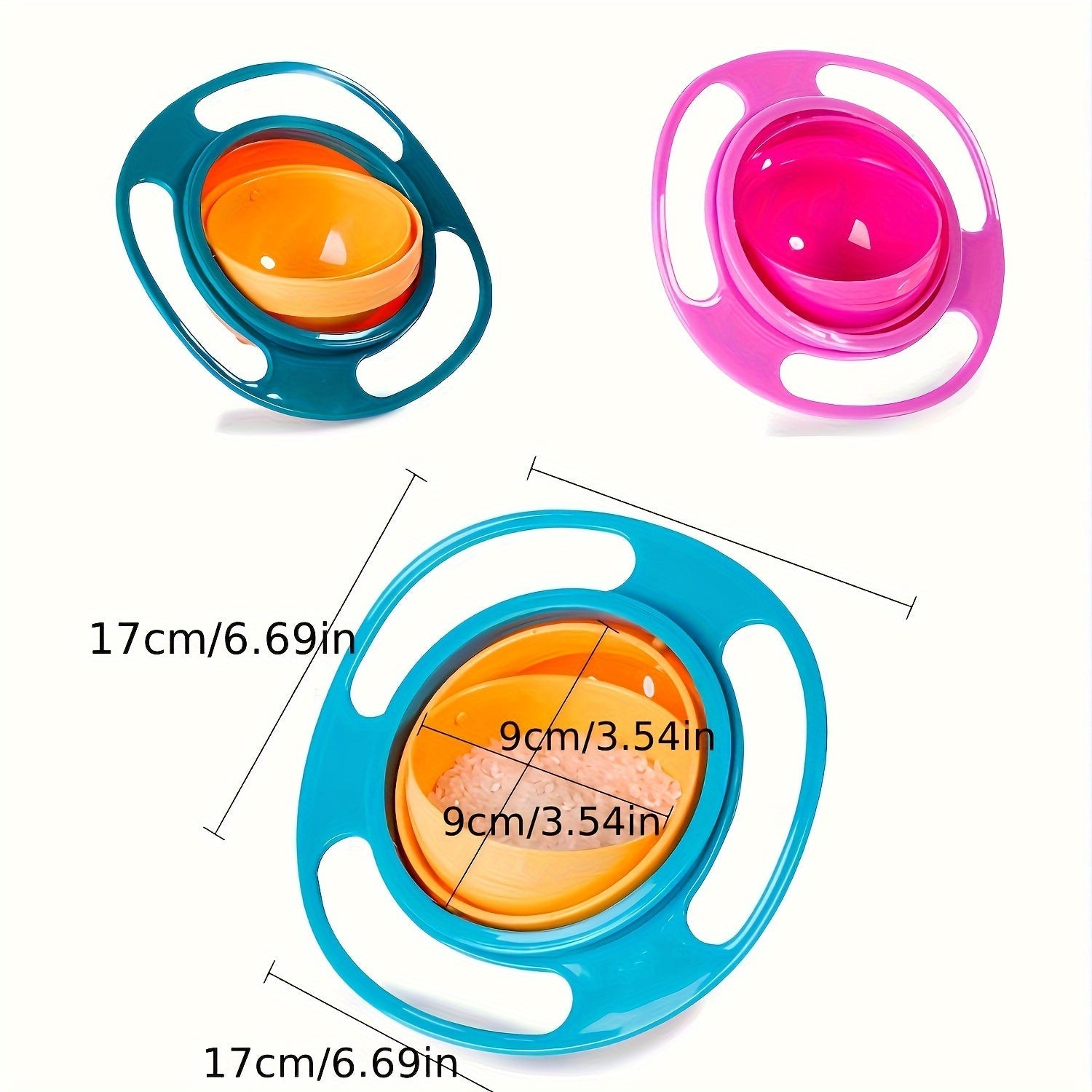 Baby Toddler Feeding Bowl BPA-Free Rotating Spill-Proof 360 Degree Spin Multi-Color