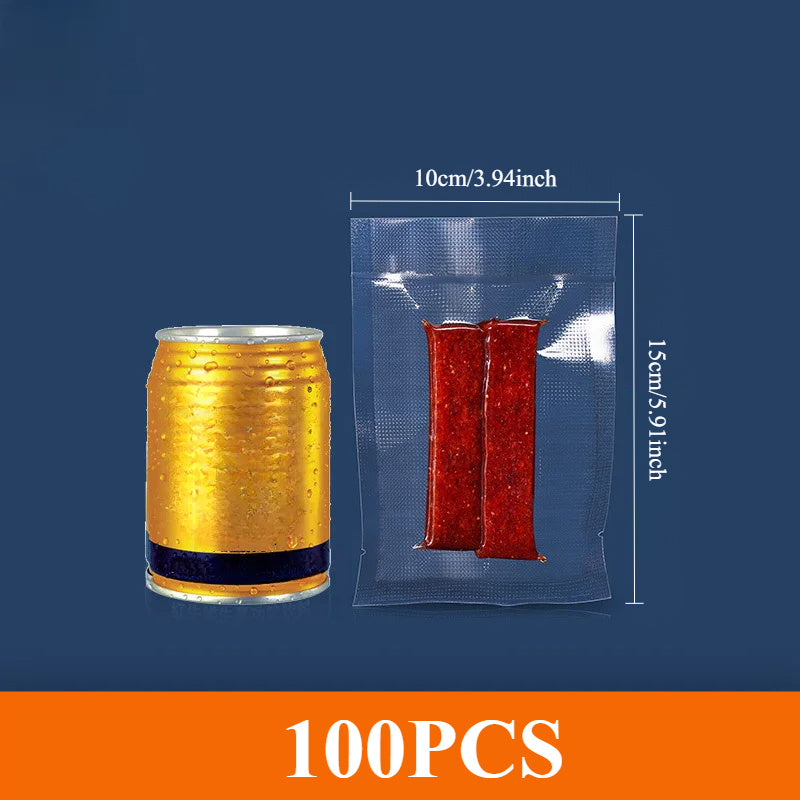 Qayta ishlatiladigan oziq-ovqat saqlash vakuumli qoplar 100 ta paket, yangi saqlash va tartib uchun