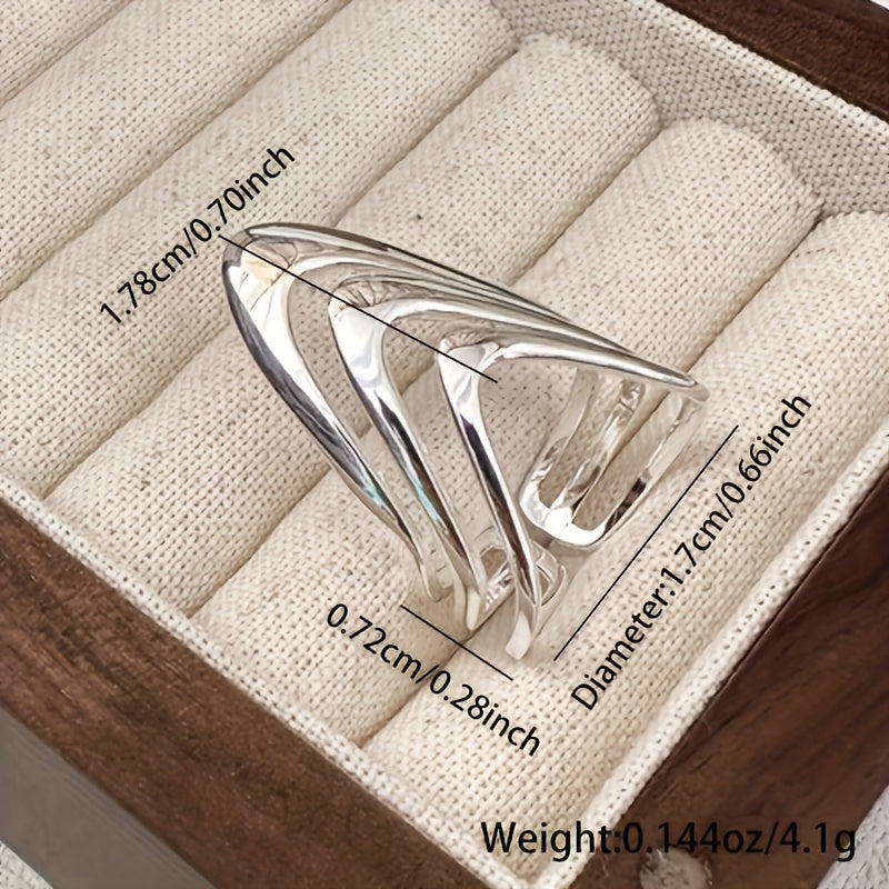 Ayollar uchun nozik sozlanadigan keng halqa - 925 sterling kumushdan tayyorlangan, zamonaviy ko'p qatlamli dizayni bilan, sovg'a qutisida keladi - partiyalar va har kuni kiyish uchun ajoyib, mukammal sovg'a bo'ladi.