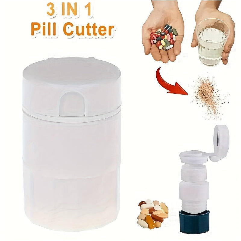 Compact ABS Pill Grinder and Organizer for Slicing Grinding and Storing Medications