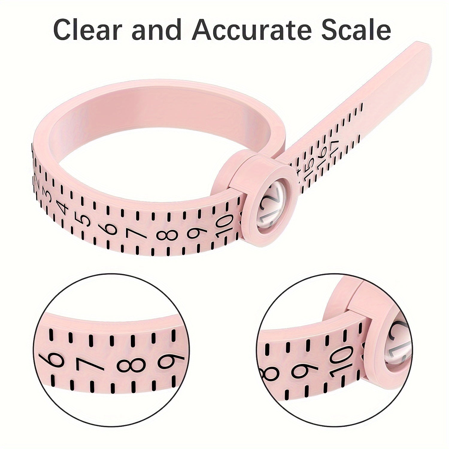 Pink Reusable Ring Sizer Tool for Measuring Finger Sizes 1-17 USA