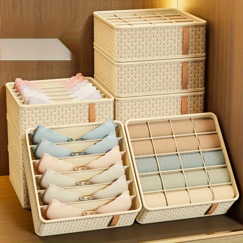 Organizador de almacenamiento para cajón de ropa interior y calcetines, divisor de armario, compartimentos versátiles para armario