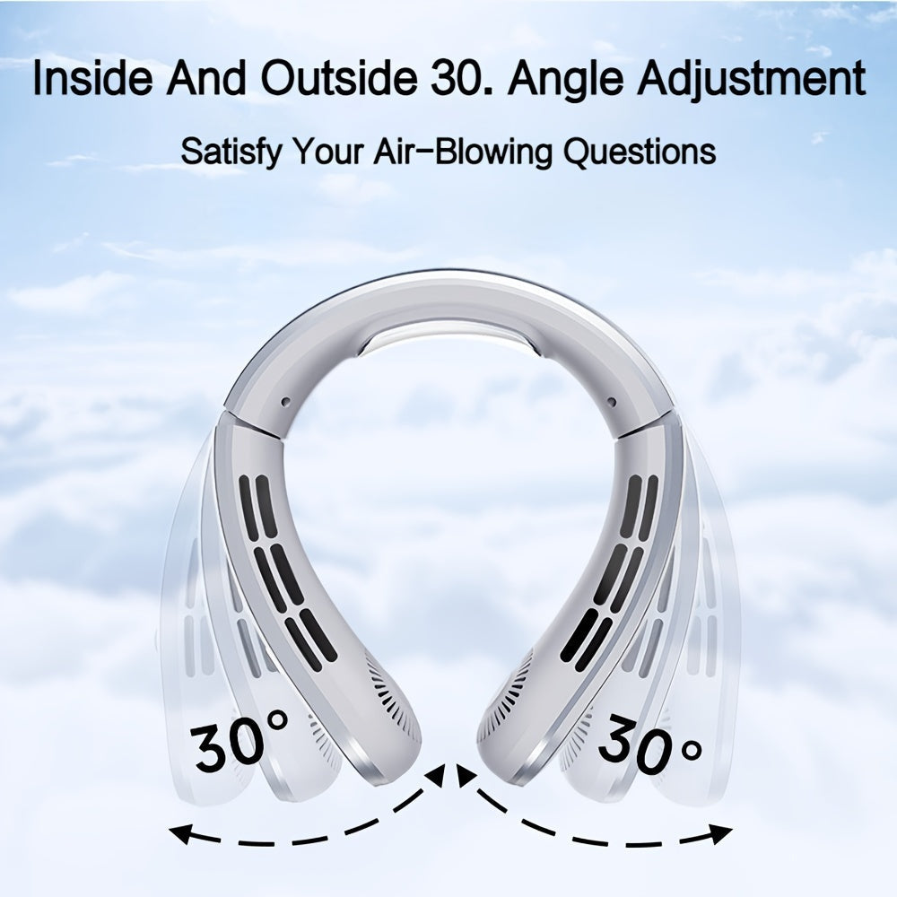 Portable Neck Fan with LED Display, USB Rechargeable, Adjustable Airflow