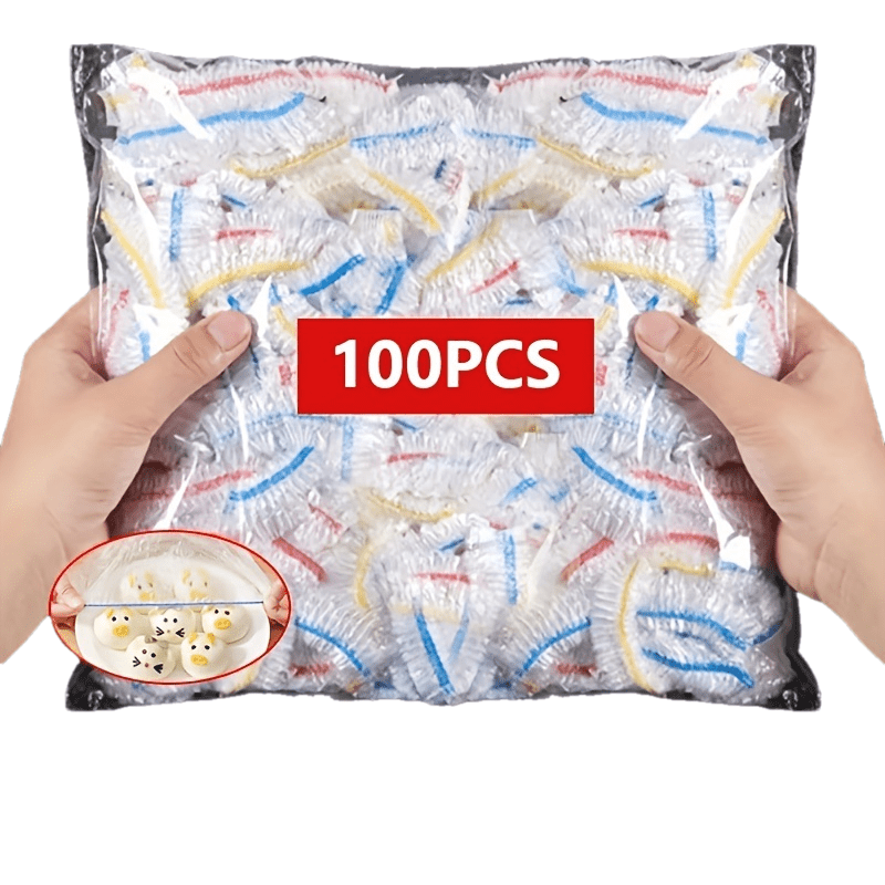 100 Pieces Food-Grade Disposable Cling Film Covers Leak-Proof Odor-Resistant Dust-Proof Flexible