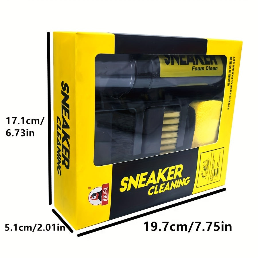 Unisex Shoe Cleaning Kit With Foam Cleaner Brushes Towel Easy Dry