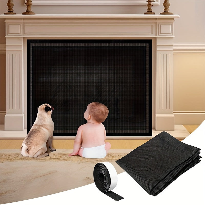 Folding Fireplace Safety Screen PVC Mesh Child Pet Protection Home Heating