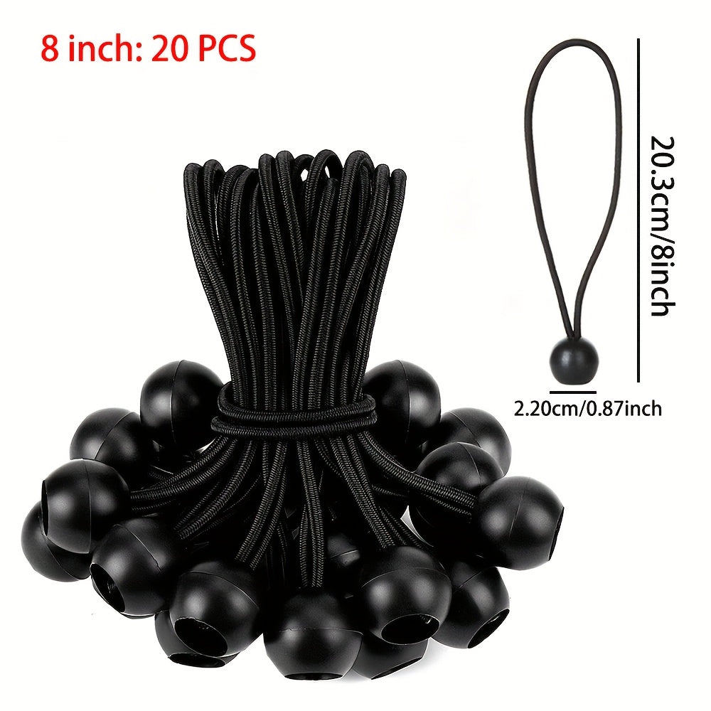 Paquete de 20/50 cordones elásticos de alta resistencia de 15.24cm, amarillos, para asegurar lonas, camping