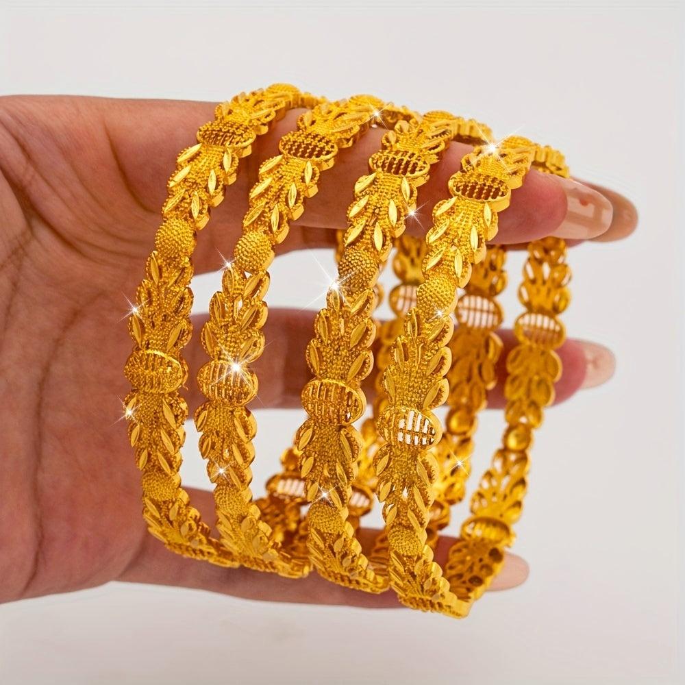 Set of 4 Alloy Cuff Bracelets for Women Open Style Fashion Jewelry Gift