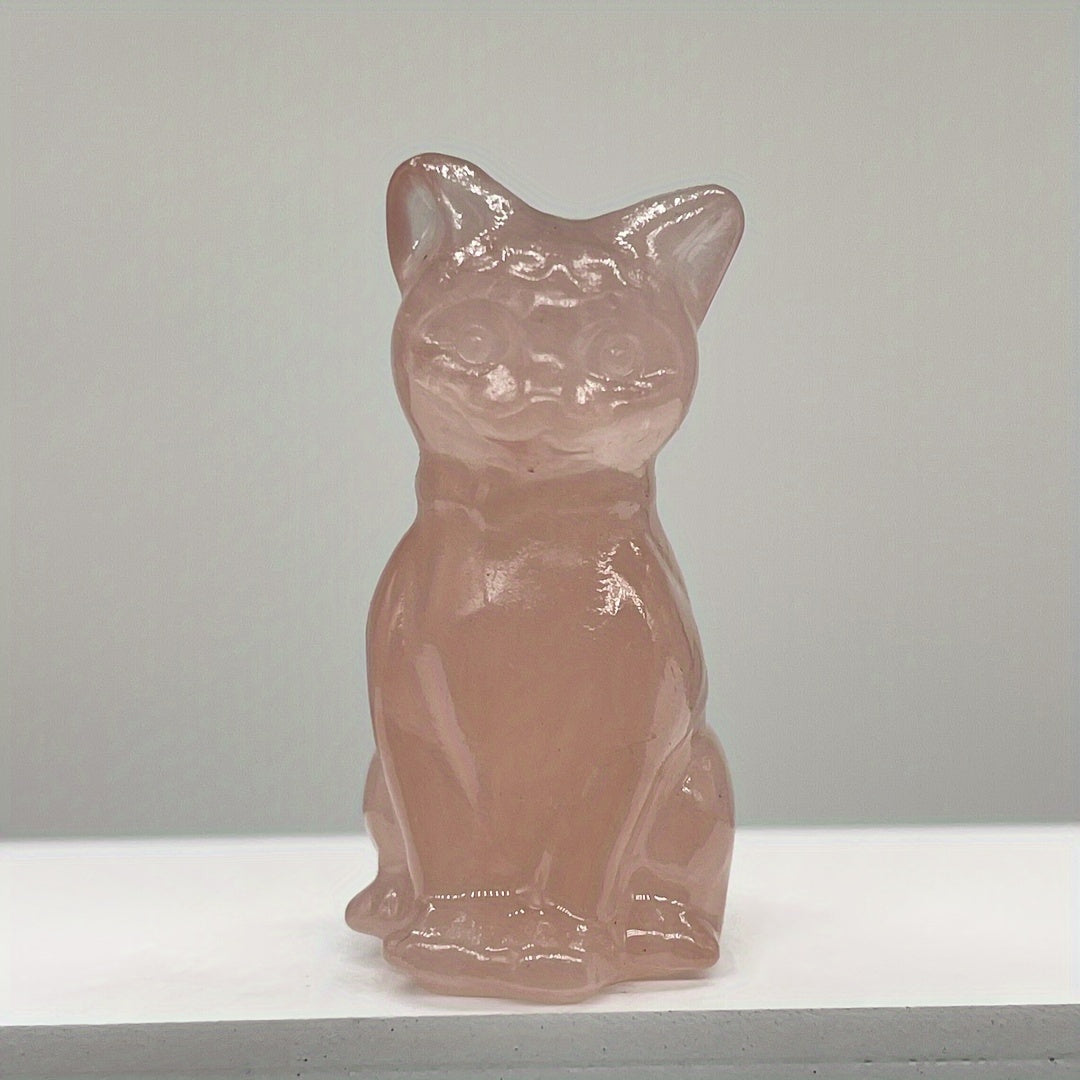 Натуральная кристальная резьба кота для домашнего декора, очаровательный стильный орнамент