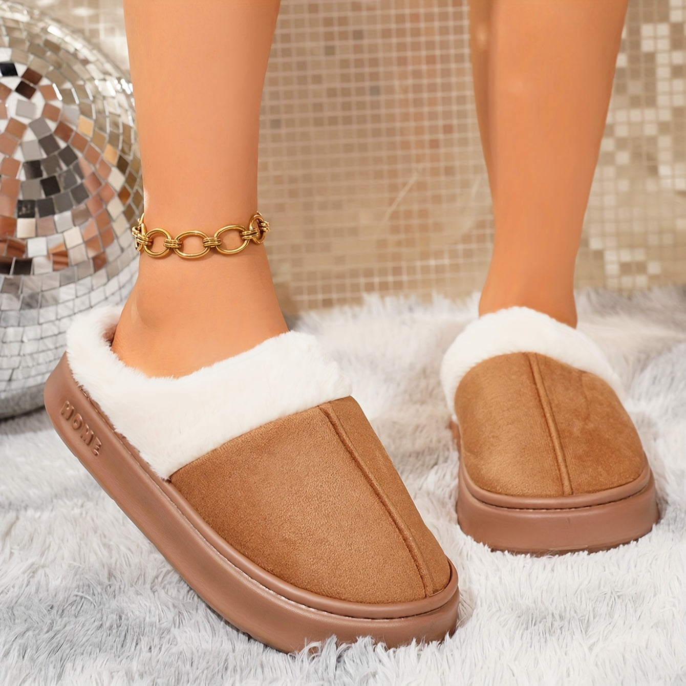 Unisex Cozy Fluffy Slippers for Home, Soft Plush Upper, Comfortable Warmth