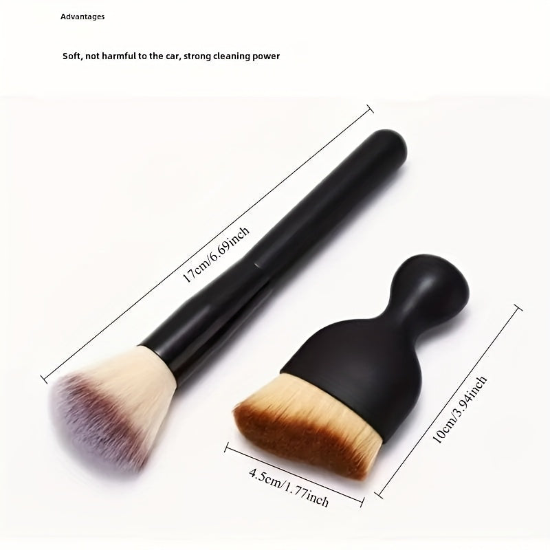 2pcs Microfiber Car Detailing Brush Soft Bristle Interior Vent Dash Cleaner