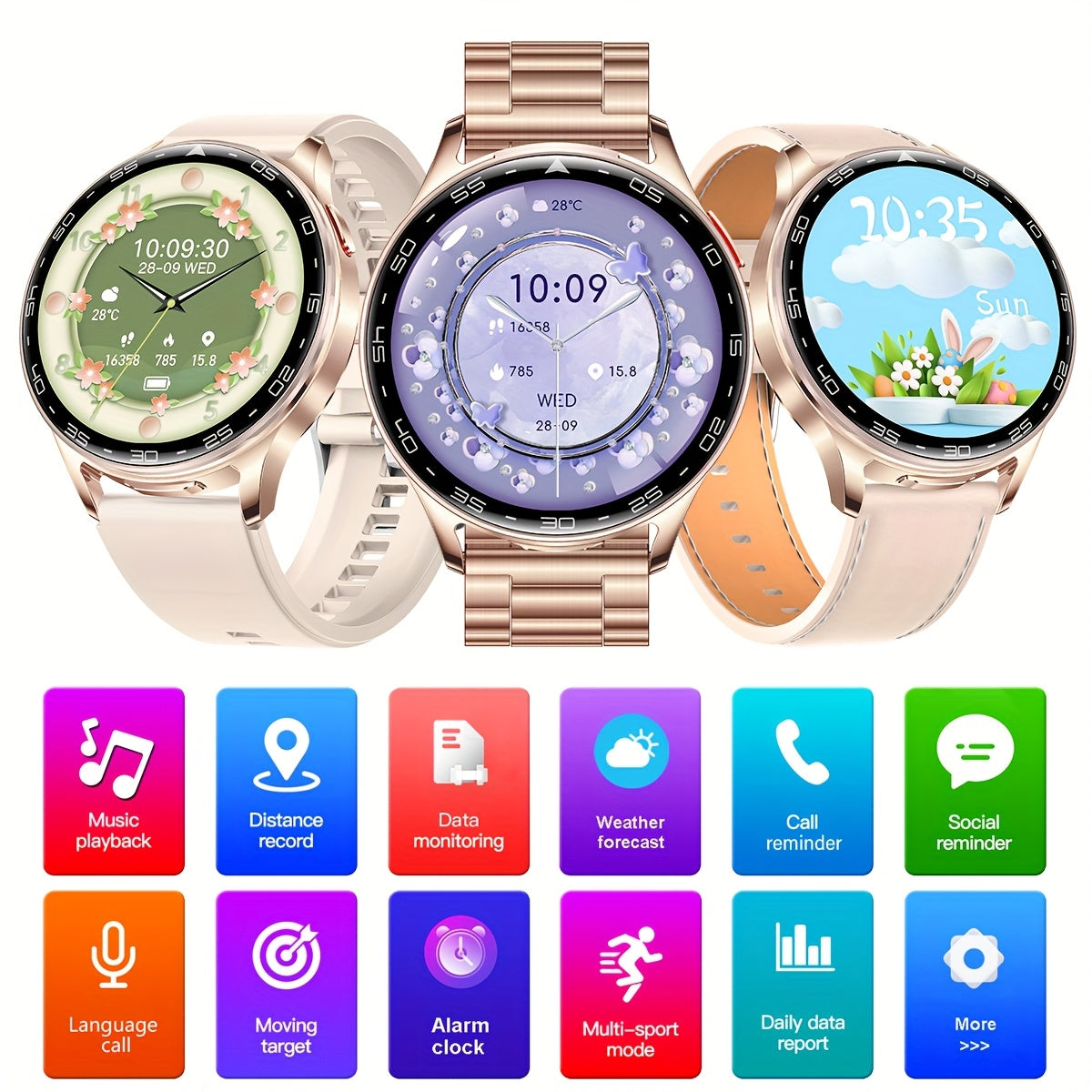 Women's Smartwatch with Wireless Earphone Fitness Tracker Sports Modes Stylish Design