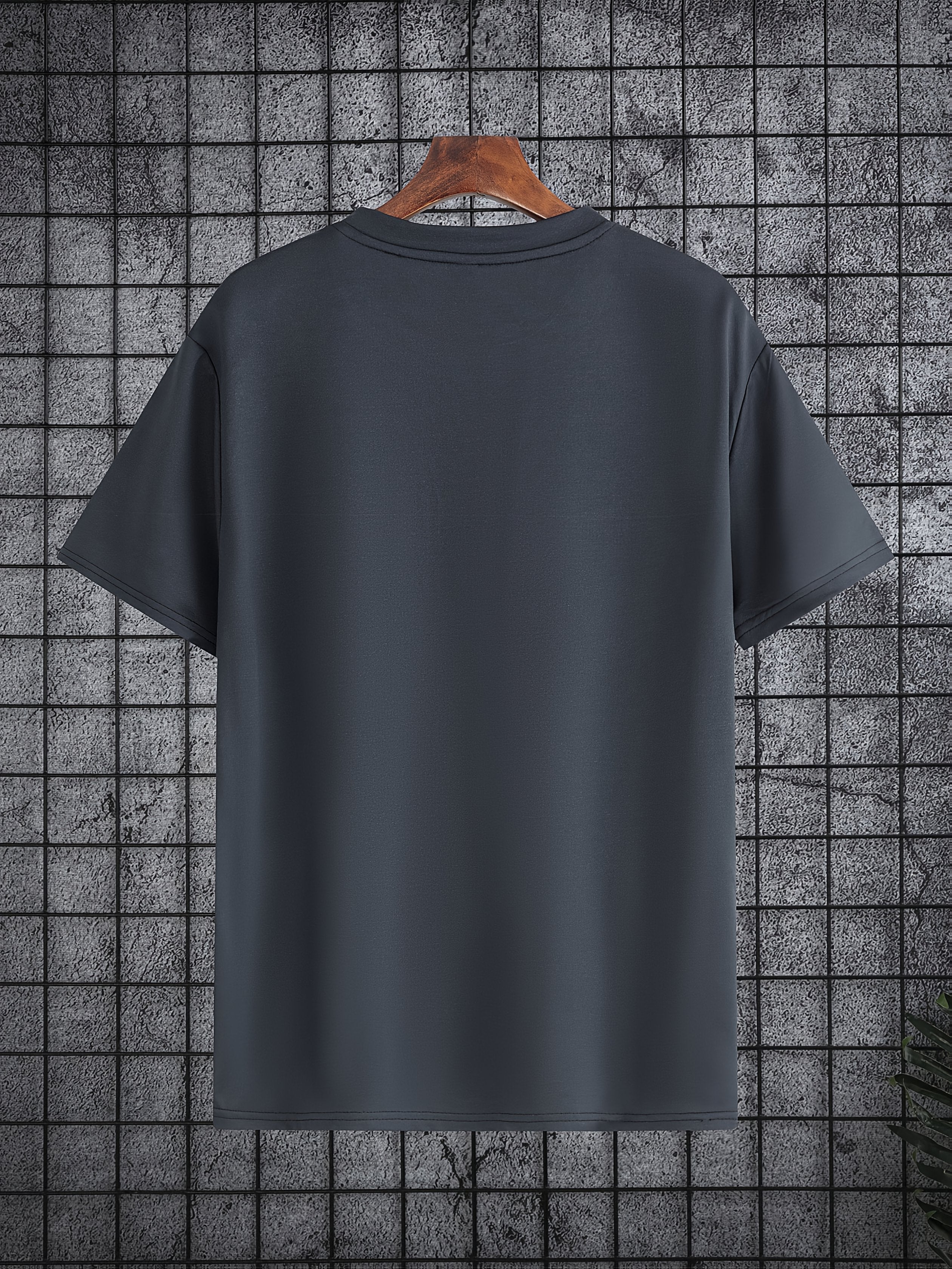 Мужская большая полиэстеровая однотонная футболка с круглым вырезом и короткими рукавами для лета