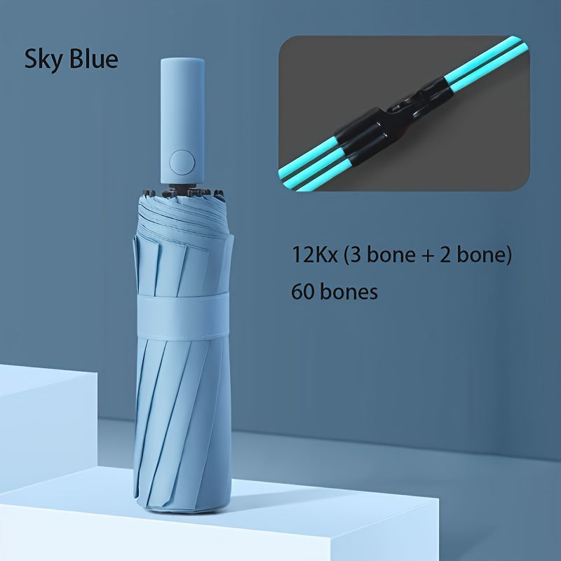 Automatic Umbrella for Men and Women 60 Bone Reinforced Windproof UV Protection Durable with Stylish Handle