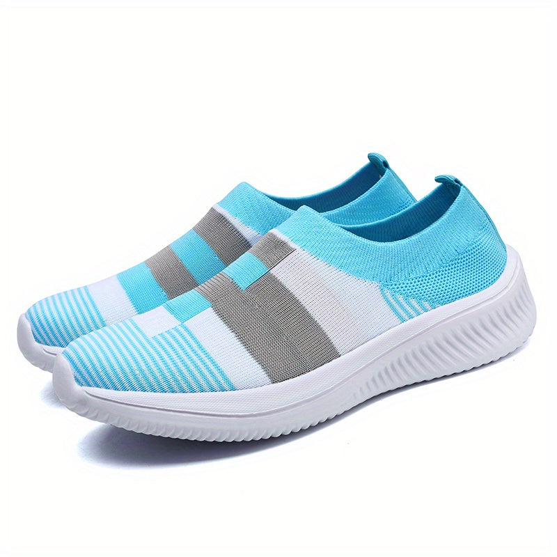 Women's Colorblock Slip-On Sneakers, Breathable Casual Walking Shoes