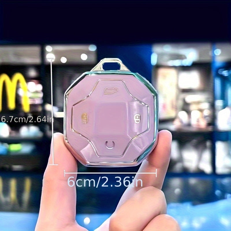 Key Shell for Car Keys TPU Protective Case with Keychain Octagonal Style