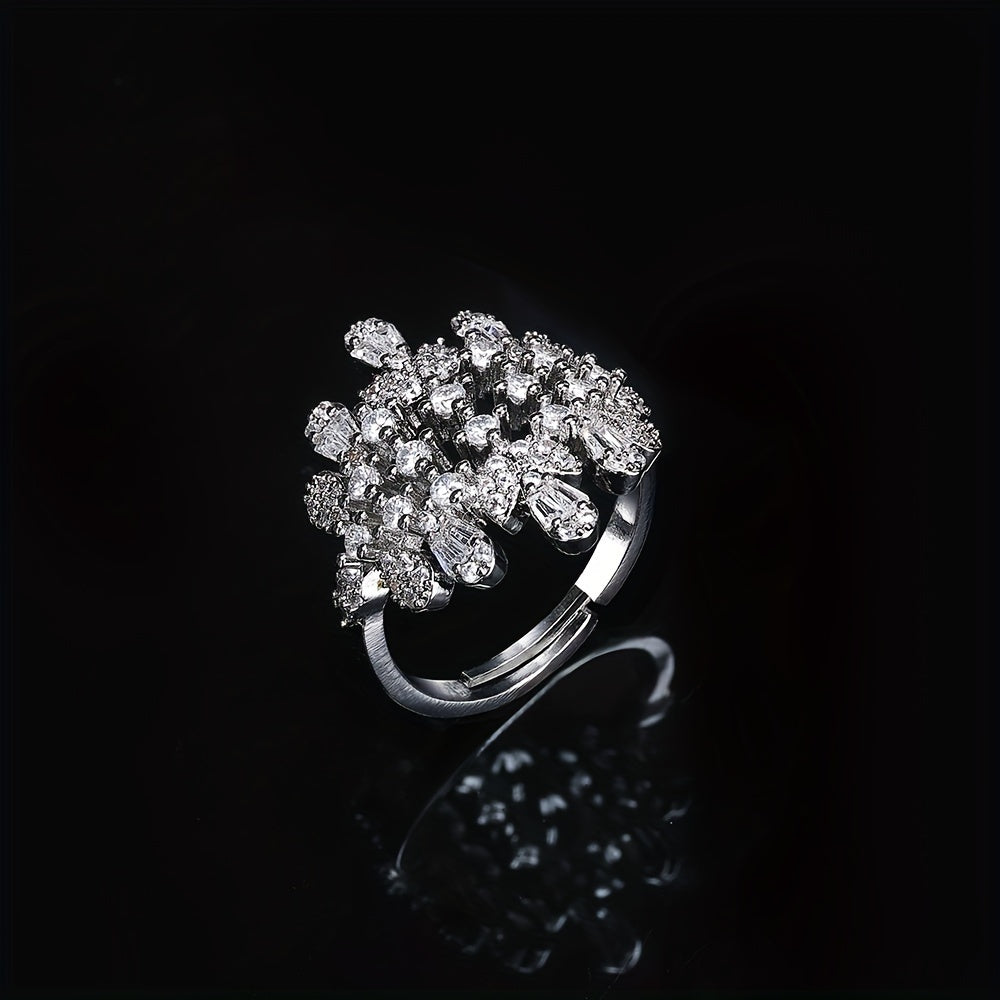 Conjunto de joyería de 4 piezas: collar, pendientes, pulsera y anillo de zirconia cúbica para mujer, boda, novia, fiesta