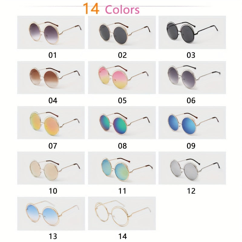 Унисекс металлические очки в oversized круглой полой форме для летних пляжных вечеринок