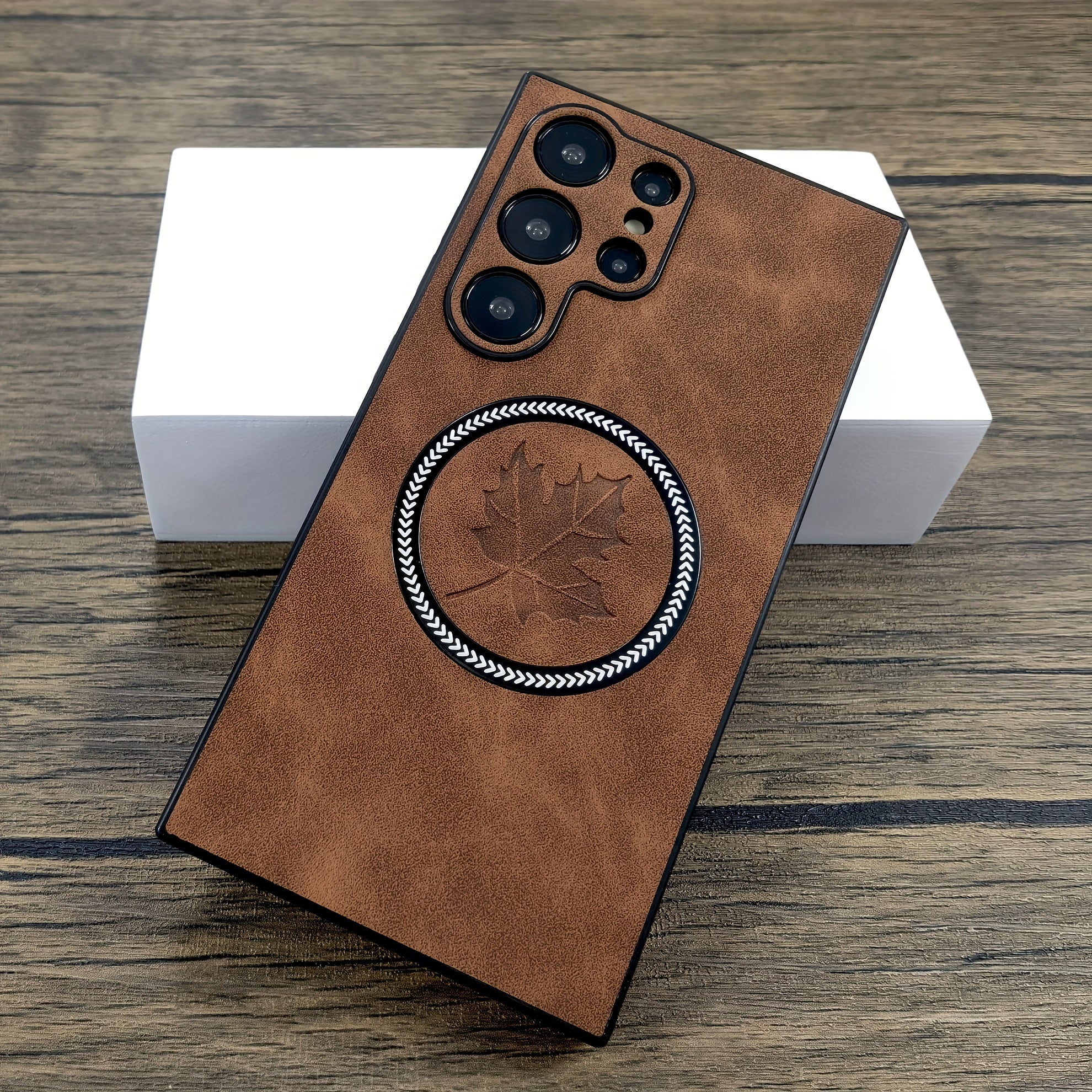 PU Leather Phone Case for Samsung Galaxy Wireless Charging Magnetic Adsorption