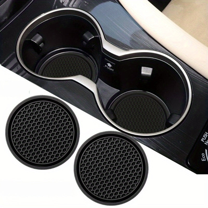 2/4pcs Black Car Cup Holder Anti Slip Coasters Premium PVC Universal