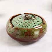 Ceramic Ashtray With Lid Indoor Outdoor Office Living Room Tabletop Smoking Accessory
