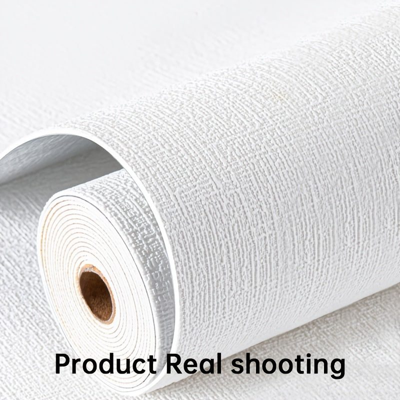 5-Pack White Thermal Insulation Linen Self-Adhesive Wallpaper Vinyl Textured Brick Stone Wood