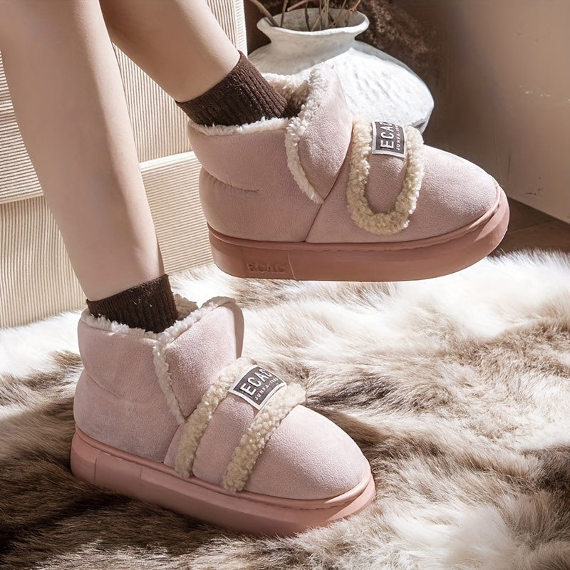 Women's Ankle Boots Minimalist High-Top Short Plush Lined Color Block