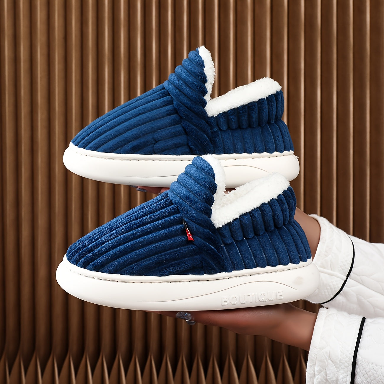 Women Thick Solid Color Winter Shoes Plush Lined Anti-Slip EVA Indoor Outdoor