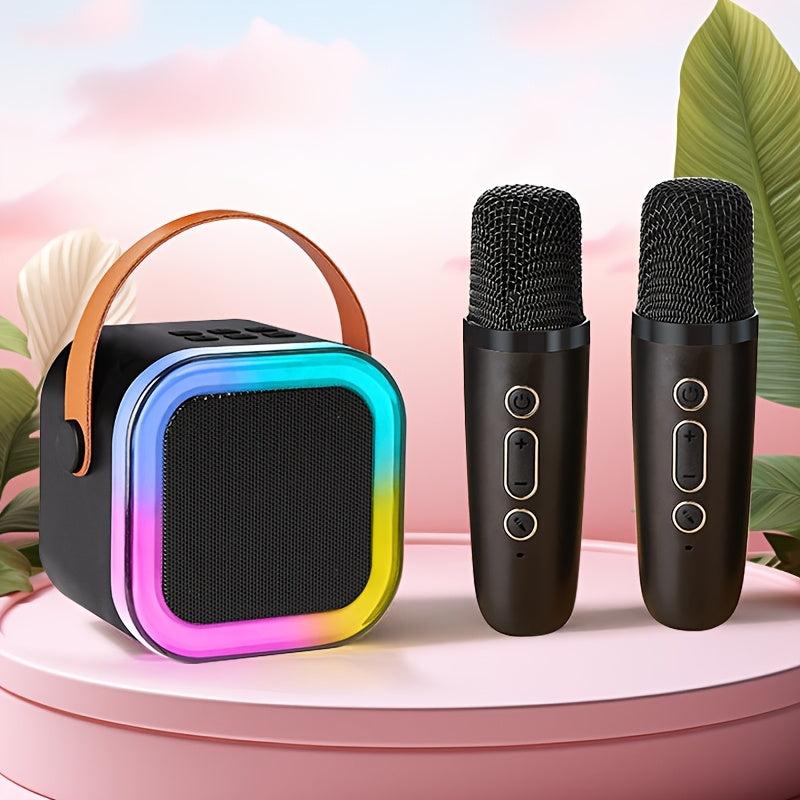 Wireless Mini Karaoke Speaker with RGB Lights Portable Bluetooth Party Machine for Family Gatherings