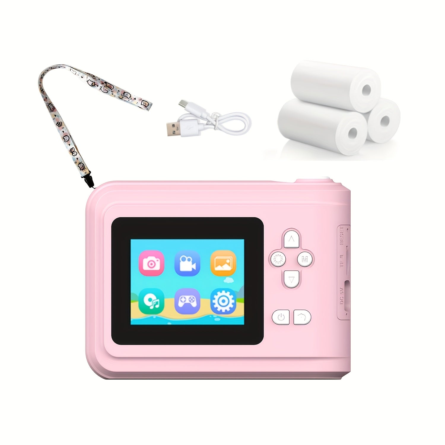 USB-Powered Instant Photo Printer with Rechargeable Battery and 2 Paper Rolls