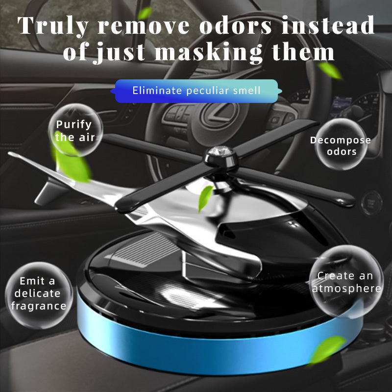 Ambientador de coche en forma de helicóptero alimentado por energía solar, con aroma sutil y rotatorio, accesorio decorativo para el tablero