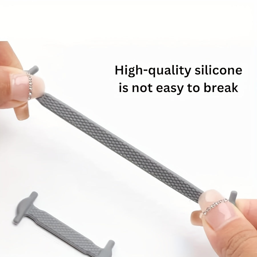 16pcs High Elastic Silicone Lazy Shoelaces for Sneakers, No-Tie, Convenient