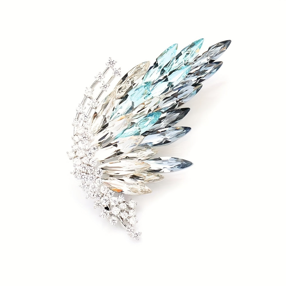 Unisex Crystal Butterfly Brooch with Gold Plating and Gradient Design