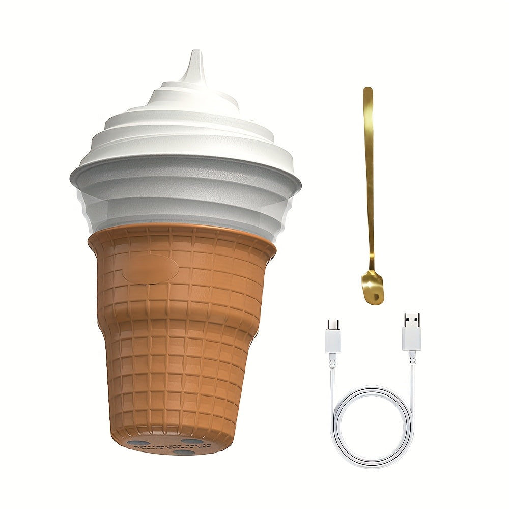 Mini Electric Ice Cream Maker Stainless Steel Bowl USB Power Frozen Treats