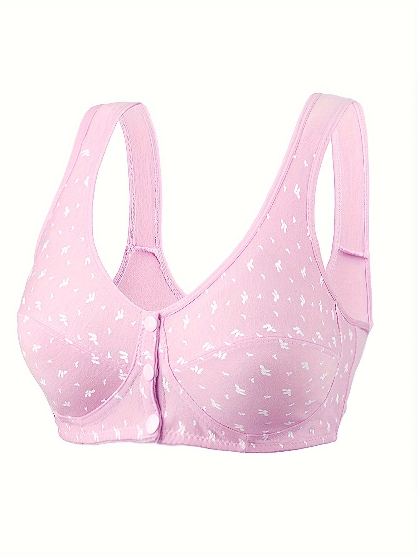 Women's Floral Print Wireless Tank Bras with Front Buckle Breathable Lingerie
