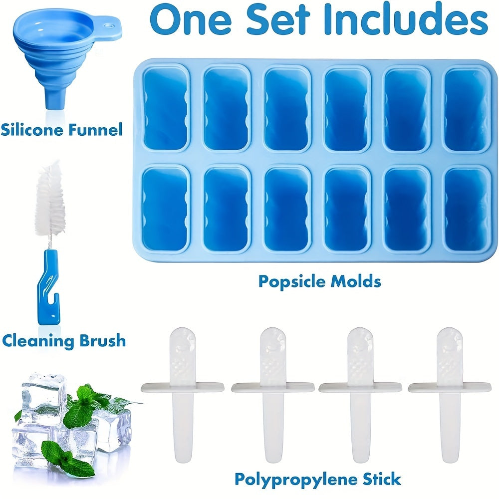 Silicone Popsicle Maker Set 6 Cavity Reusable Ice Pop Molds with Sticks