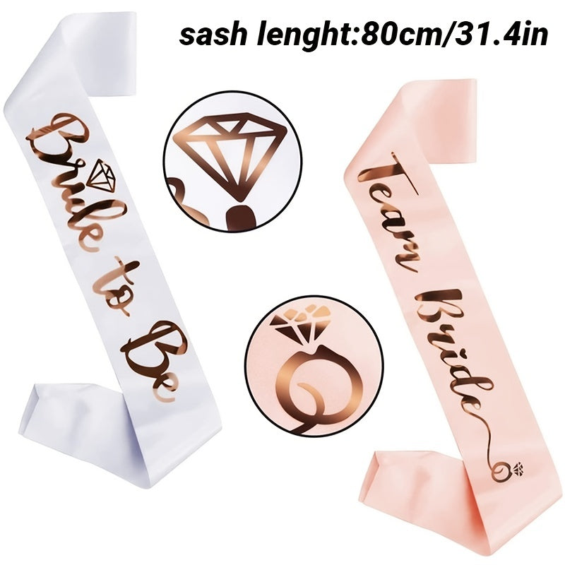 Set of 7 Bridal Party Belts with Bachelorette Sashes for Bridesmaids and Bride-to-Be