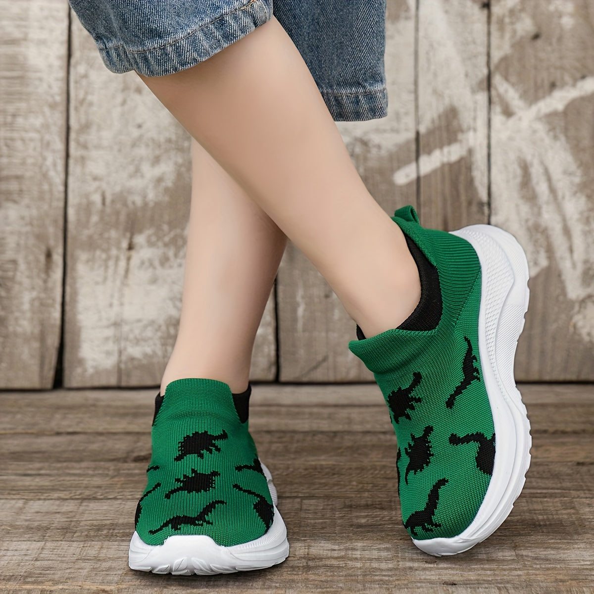 Kids' Sneakers Boys Girls Slip-On Casual Sports Embroidered Dinosaur Spider Thick Sole