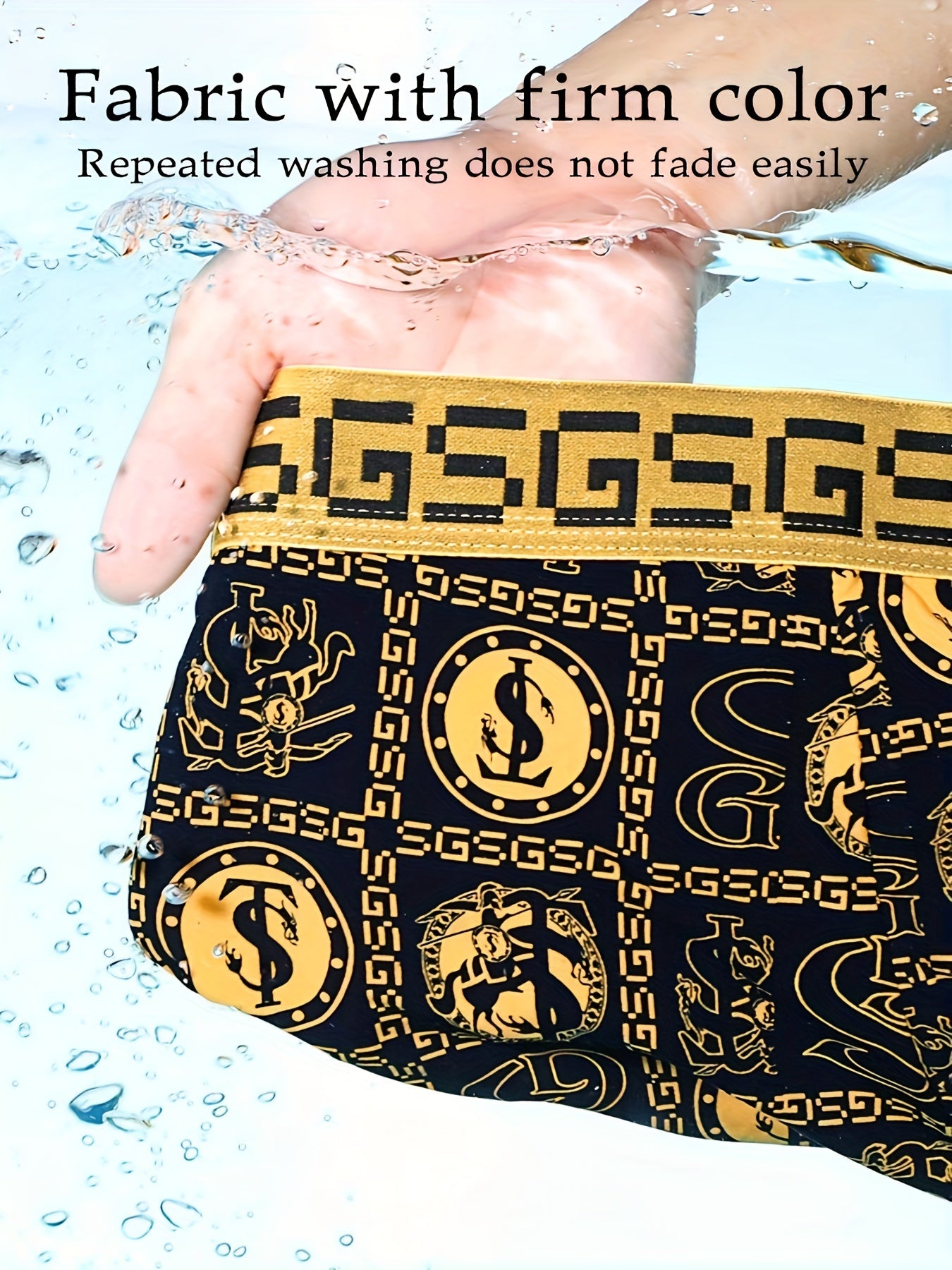 Men's Boxer Briefs 5 Pack Breathable Stretch Nylon Geometric Print Comfortable